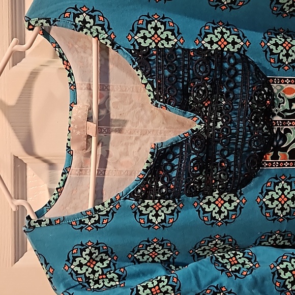 Carolyn Taylor teal bohemian oversized top size M - Picture 3 of 7
